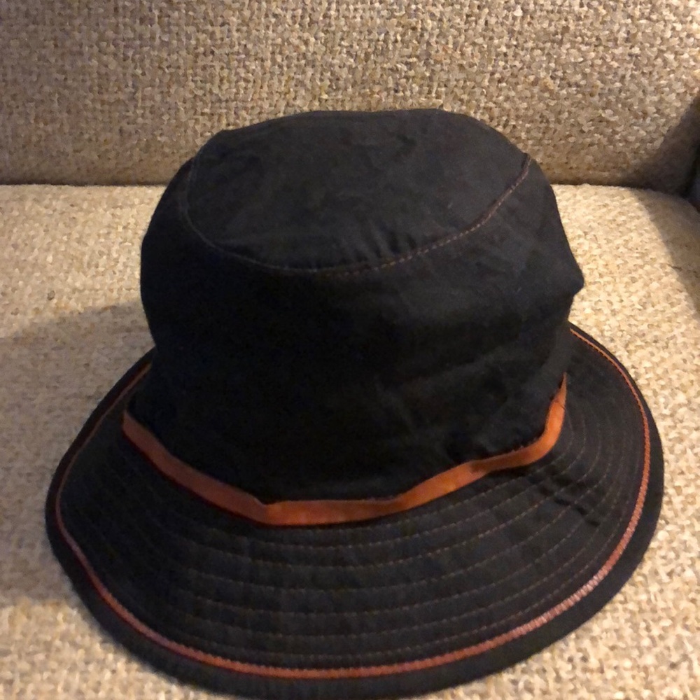 Black and tan trim cotton bucket hat; never worn